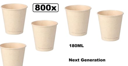 800x Koffiebeker van suikerriet 180ml next generation - koffie beker thee koude en warme dranken 100% afbreekbaar next generation