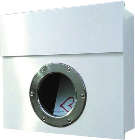 Stijlvolle mailbox met porthole - Roestvrijstalen poedercoating - Wit - 40 x 34 x 11,5 cm