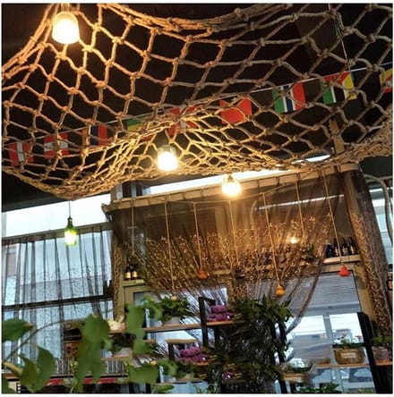 Veiligheidsnet Balkon - Beschermnet Touw - Kinderveiligheid - Handgeweven Stevig - 4x6m - Hennepkleur