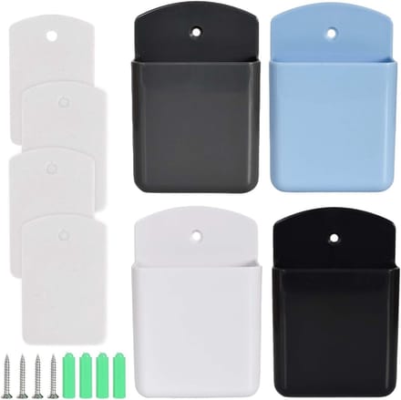 Multi-Function Remote Control Holder - 4 Pack Opbergdoos voor TV, Airconditioning en Kantooraccessoires in Zwart, Wit, Blauw en Grijs