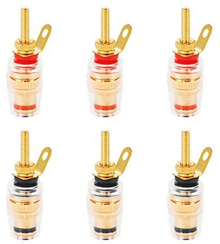 6 stuks connectoren voor luidsprekers - Koperen bananenstekkers 4 mm
