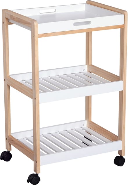 HOMCOM Keukenwagen - Hout - 46x35x75cm - Wit