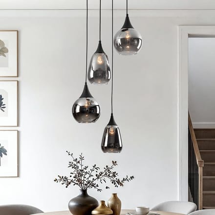 LumenXL Hanglamp Loua zwart - smoke glas, 4-lichts