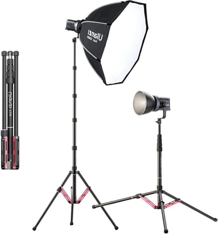 Professionele 2.3m Verstelbare Carbon Lichtstandaard, Maximaal 5kg, Compact Tripod voor Studioverlichting en Ringlampen