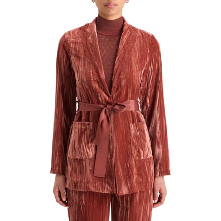 Scotch & Soda Lace Trimmed Velvet Pyjama Blazer Rust Taglia: M | Pigiameria Outlet | Donna | Marrone