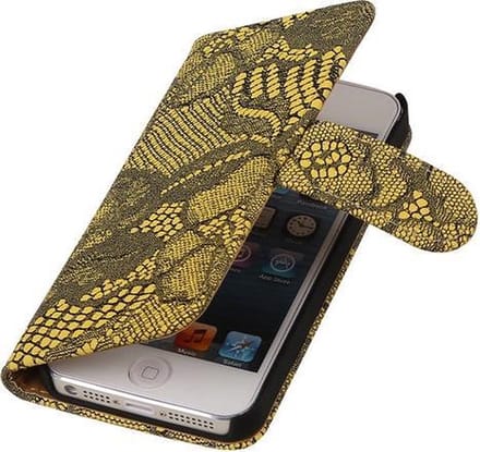 Geel Lace 2 booktype wallet cover hoesje voor Apple iPhone 5 / 5s