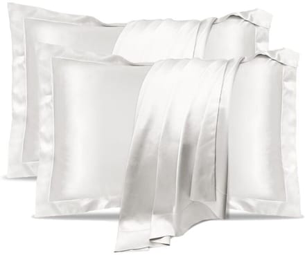Zijden kussensloop 2-pack 100% polyester kussensloop voor gezond haar en een gezonde huid Standaardmaat 50 x 75 cm Wit