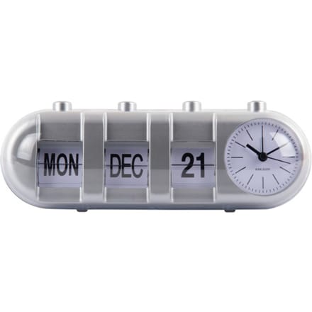 Karlsson - Wekker Retro Tube Calendar Flip - Zilver