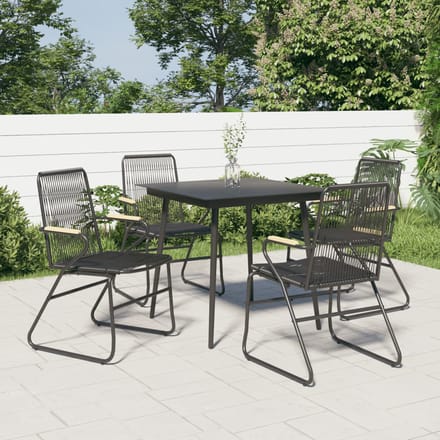 vidaXL - 5-delige - Tuinset - PVC-rattan - zwart