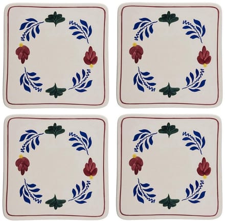 Boerenbont Pannen Onderzetter 20x20cm Aardewerk set van 4
