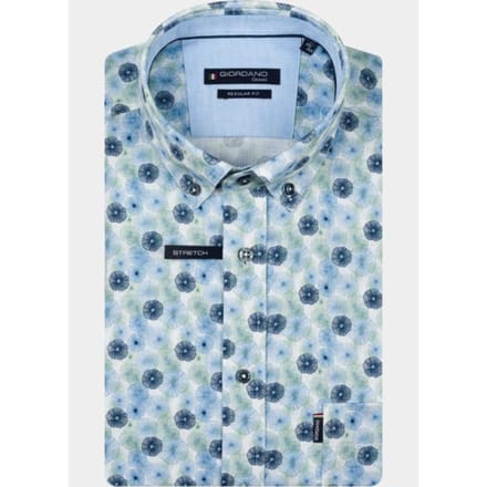 Giordano overhemd korte mouw heren Groen League short sleeve button do 616018/70