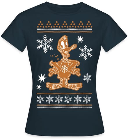 Looney Tunes Daffy Duck Cookie Kerstmis T-Shirt Dames