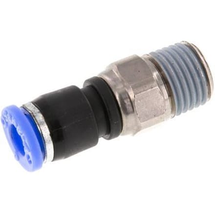 6mm & R1/4'' Draaidoorvoer Insteek Buitendraad Vernikkeld Messing/PBT NBR
