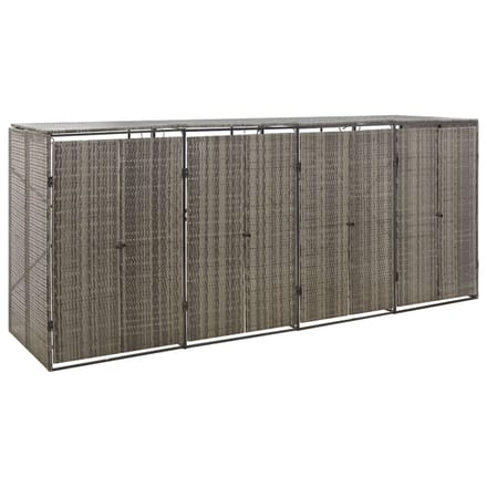vidaXL - Containerberging - viervoudig - 274x80x117 - cm - poly - rattan - grijs