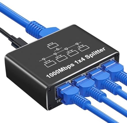 Ethernet Switch 1 naar 4 met 1000 Mbps LAN - Verbind tot 4 Apparaten Gelijktijdig
