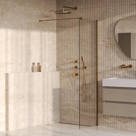 Brauer Oblivion inloopdouche helder glas 50x200cm incl. glascoating PVD goud geborsteld