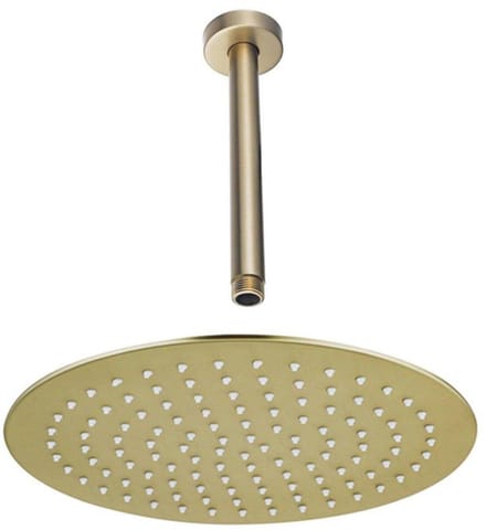 FugaFlow Eccelente Acces Hoofddouche - 30cm - rond - plafondarm 20cm - Geborsteld Messing PVD (Goud)