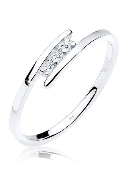 Elli PREMIUM - Ring - Dames Klassiek Elegant met Diamant (0,06 ct.) in 925 Sterling Zilver - Dames