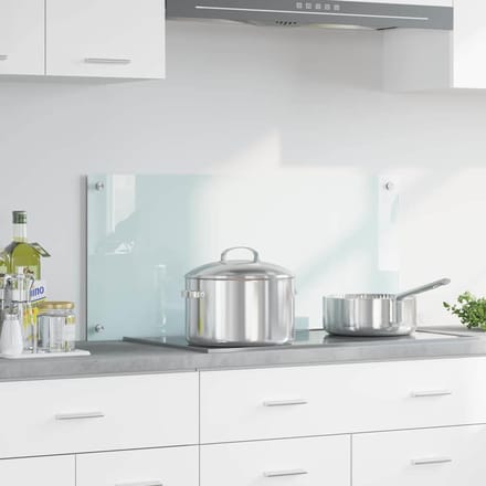 vidaXL - Keuken - Spatscherm - Wit - 90 - x - 40 - cm - gehard - glas
