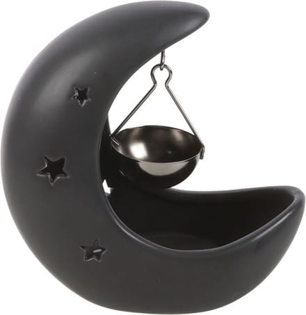 Something Different - Black Crescent Moon Hanging Oil Burner Oliebrander - Zwart