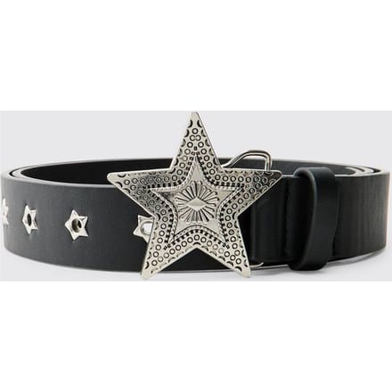 PU Star Buckle Belt | Black | Size Large/XL