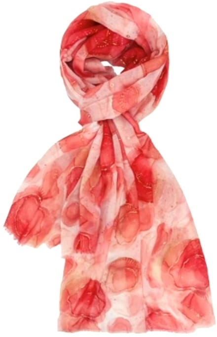 Lange Dunne Sjaal - Print - Goud Accent - (20201#) - Rood