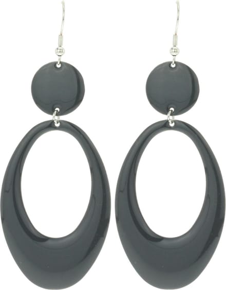 Behave - Oorhangers - Ovaal - Antraciet Grijze - 9 cm lang