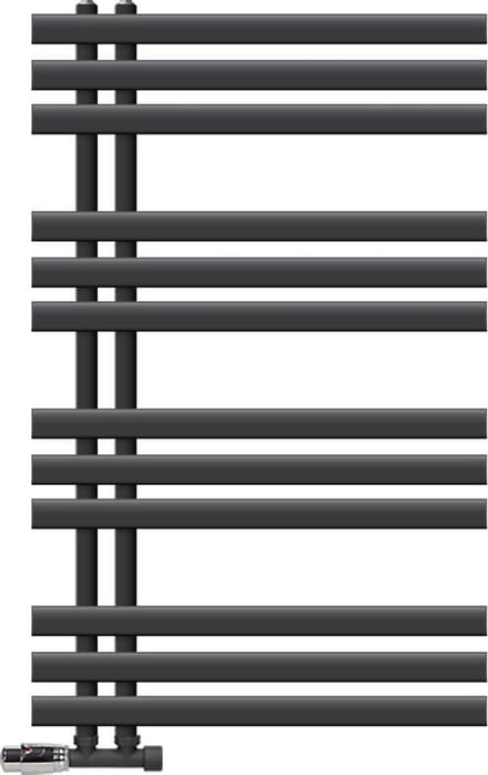 LuxeBath badkamer radiator Ijzer EM 600x1000 mm antraciet middenaansluiting met aansluitset en thermostaat hoekwand, design radiator badkamer verwarming handdoekwarmer handdoekdroger handdoekradiator