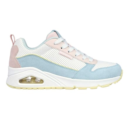 Skechers Dames Uno Stand On Air Suède Sneakers (Lichtblauw/Roze)
