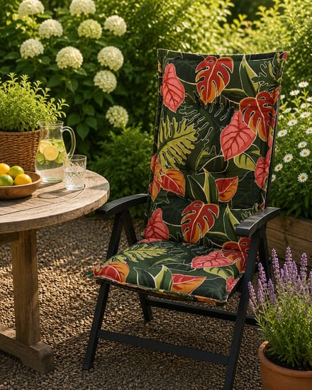 Madison Tuinstoelkussen hoge rug 50x123 cm Bliss Leaves green.