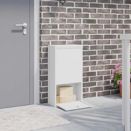 vidaXL - Pakket - Inwerpkoker - met - opslag - Wit - 44 - x - 22 - x - 82 - cm - Staal