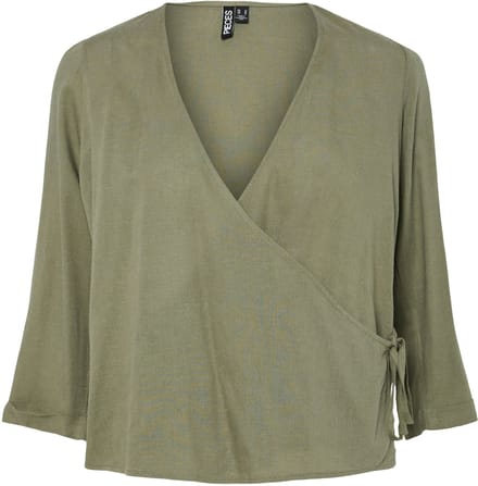 Pieces wikkelblouse PCPIA 3/4 LINNENMIX