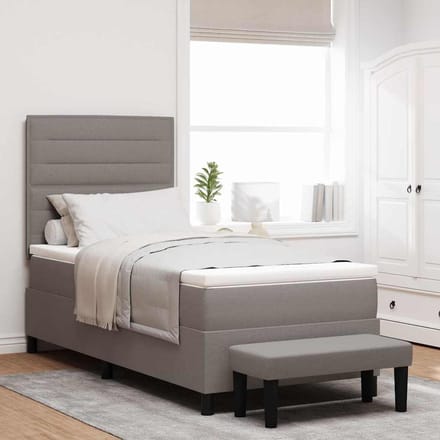 vidaXL - Boxspring - bed - met - hoofdeinde - Taupe - 100 - x - 200 - cm - Stof