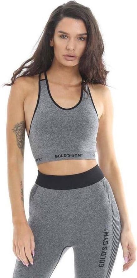 Gold's Gym Ladies Seamless Crop Top - Grey Marl/Black - XS/S