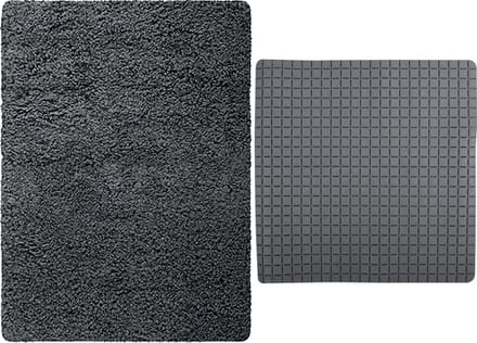 MSV Douche anti-slip/droogloop matten - Venice badkamer set - rubber/microvezel - donkergrijs