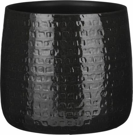 Mica Decorations - Plantenpot/bloempot - Keramiek zwart - D28/H23 cm