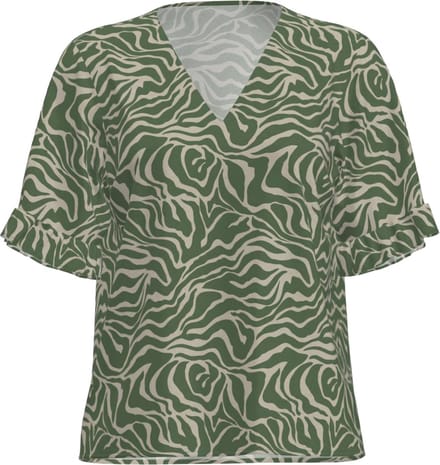 Object Blouse Objseline S/s Top Noos 23039422 Vineyard Green/sandshell Dames Maat - W36