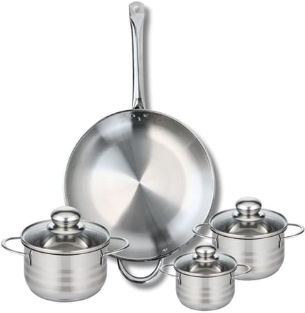Set van 1 Koekenpan 32 cm en 3 kookpotten 12, 14 en 16 cm Elo Profi Brillant