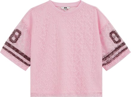 WE Fashion Meisjes oversized jersey T-shirt van kant