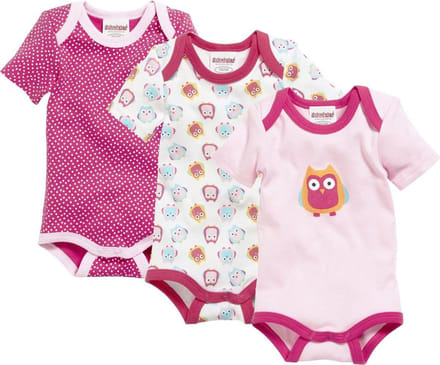 Schnizler Romper Uil Korte Mouw Roze/wit 3 Stuks Mt 50/56