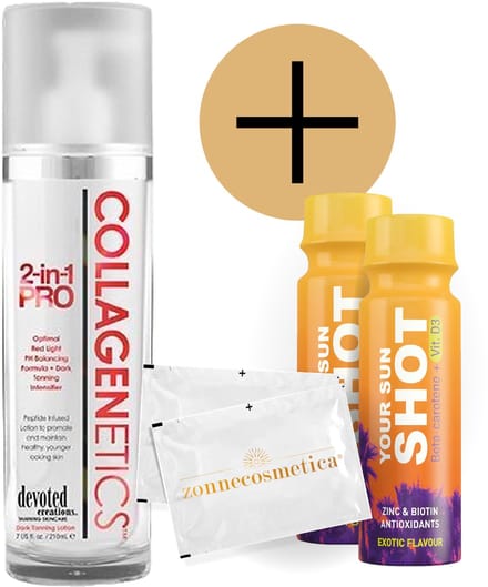 Devoted Creations - Collagenetics 2 in 1 Pro + 2 Your Sun Shots + 2 Verfrissingsdoekjes
