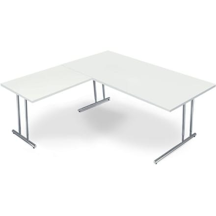 Bureautafel Toledo, met aanbouwtafel, in hoogte verstelbaar, C-poot, B 2000 x D 1000 mm, wit