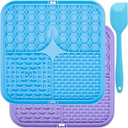 Famanu – Set van 2 siliconen likmatten met spatel, slow feeder voor hondenbaden en training