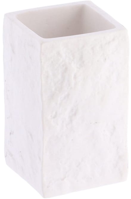 Tendance Badkamer tandenborstelbeker Ruby - wit - steen look - kunststof - D6 x H10 cm