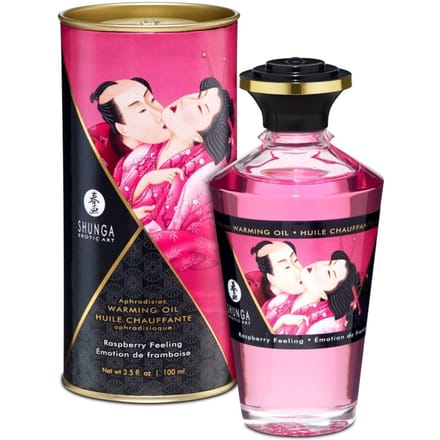 Shunga - Verwarmende Olie - Om Van Het Lichaam Te Likken - Raspberry Feeling