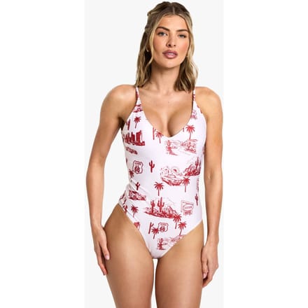 boohoo Dames Motel Print Badpak | Red | Maat: 6