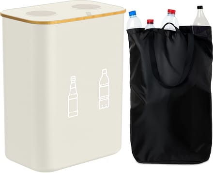 Statiegeld prullenbak - 160 l - met 2 tassen - beige