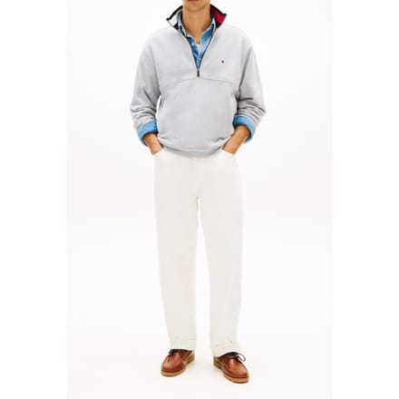 Tommy Hilfiger Flag 1/4 Zip Light Grey Heather Größe: M | Pullover Outlet | Herren | Grau