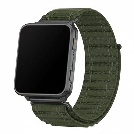 Nylon loop bandje - geschikt voor Garmin Venu X1 - klittenbandsluiting - army