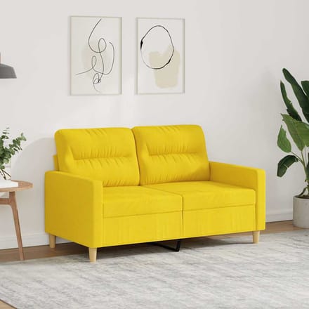 Vidaxl Bank 2-Persoons, Lichtgeel, 120 Cm, Bekleed met Stof